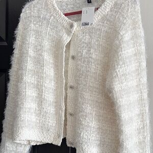 Divided Cream Textured Teddy sweater